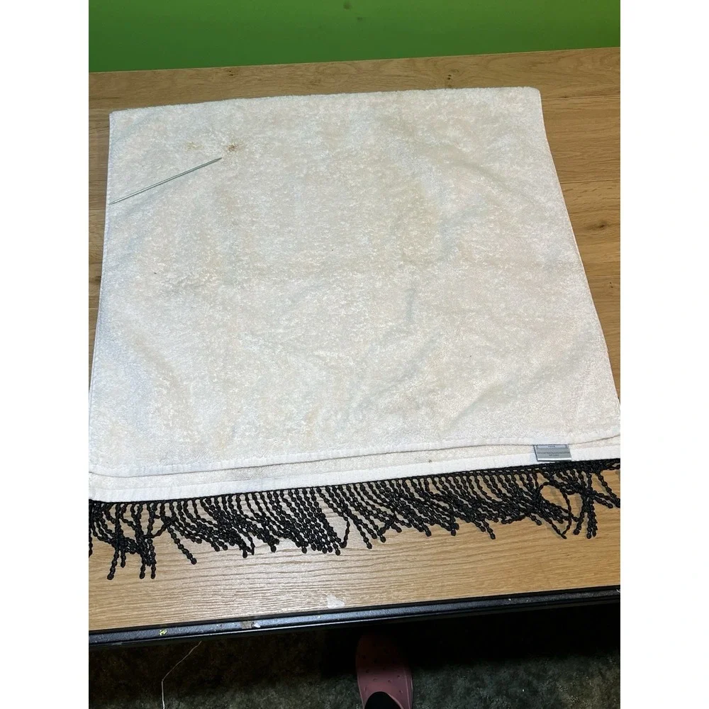 Croscill Home‎ 4 piece bath towel set floral fringe cotton cream Vtg READ